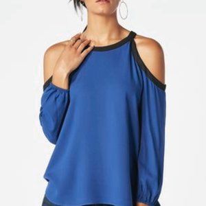 JUSTFAB COLOR BLOCK COLD SHOULDER TOP